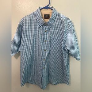 Mens Blue Plaid Wrangler Button Down Shirt Large 100% Cotton NWOT